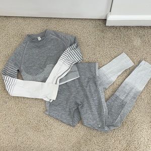 Grey & white matching workout set